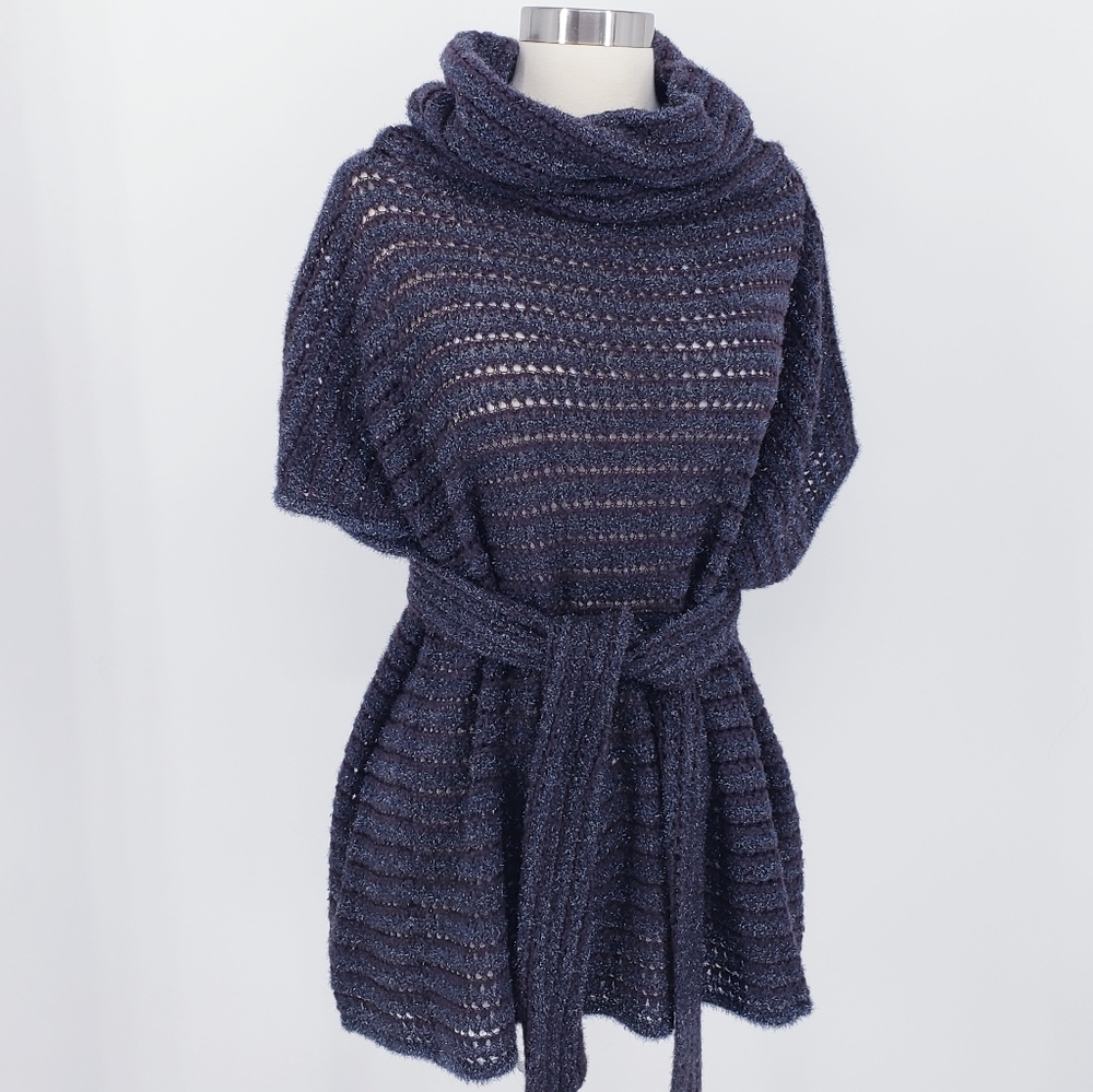 Emporio Armani Shimmery Cowl Neck Sweater Top